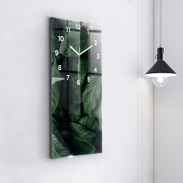 Modern vertical wall clock Tropical Monstera