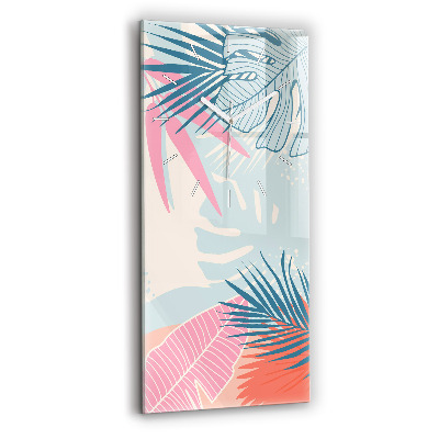 Modern vertical wall clock Pastel Leaves – Tropics