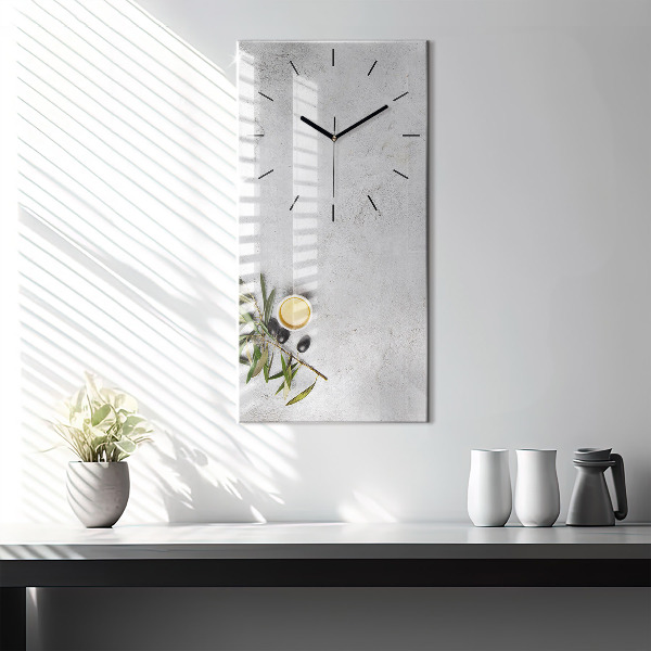 Modern vertical wall clock Minimalist olives