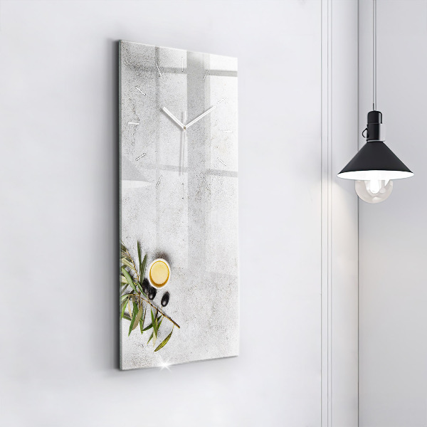 Modern vertical wall clock Minimalist olives