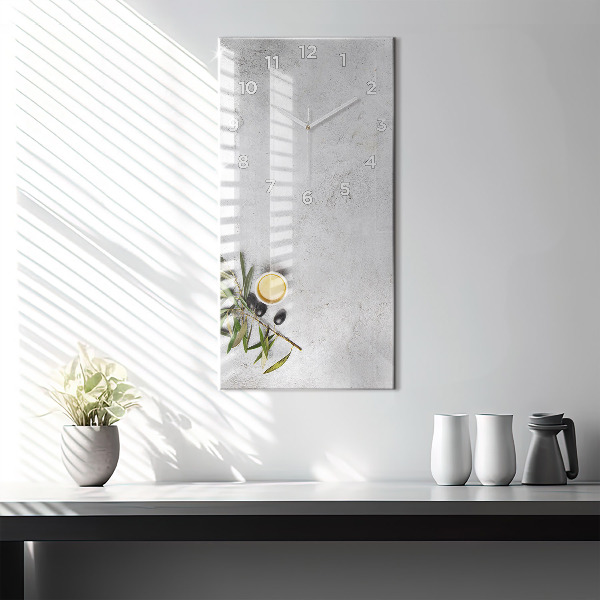 Modern vertical wall clock Minimalist olives
