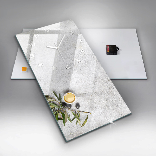 Modern vertical wall clock Minimalist olives