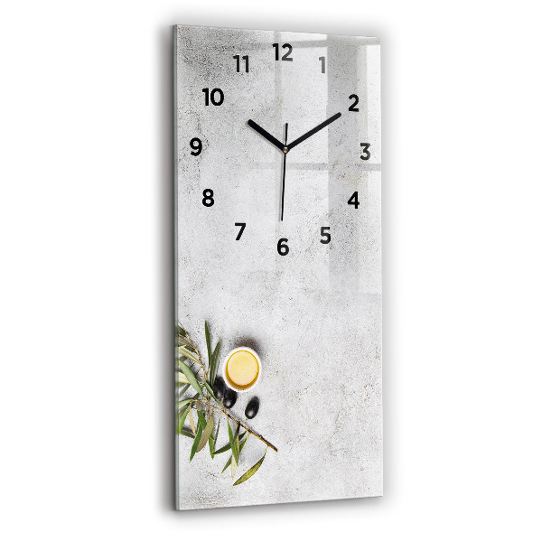 Modern vertical wall clock Minimalist olives