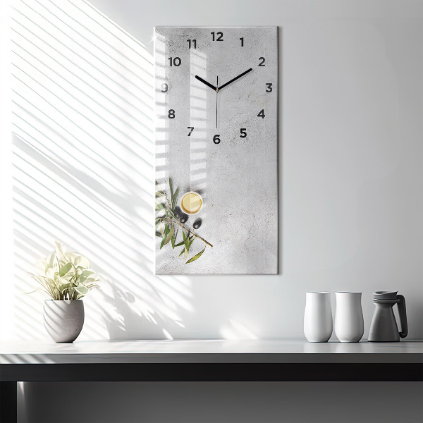 Modern vertical wall clock Minimalist olives