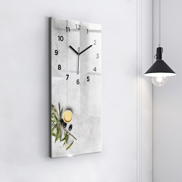 Modern vertical wall clock Minimalist olives