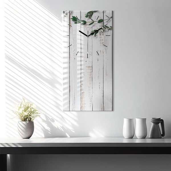 Modern vertical wall clock Light wooden boards