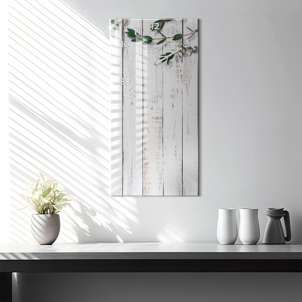 Modern vertical wall clock Light wooden boards