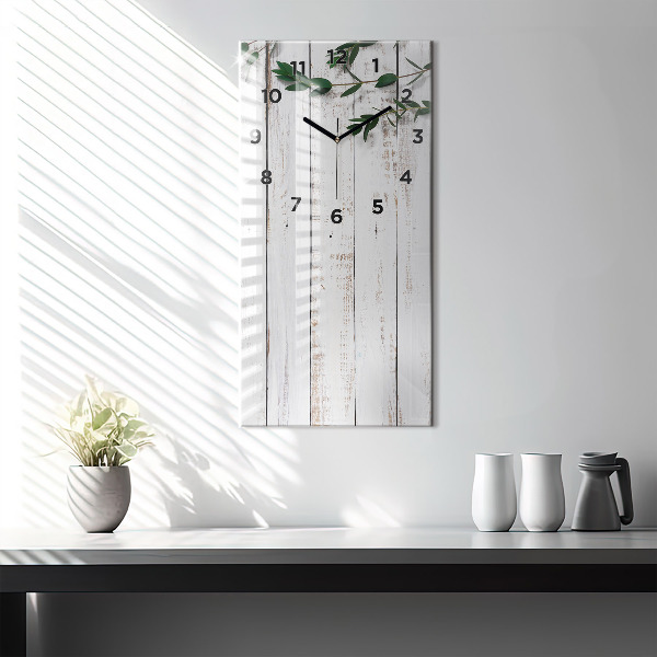 Modern vertical wall clock Light wooden boards