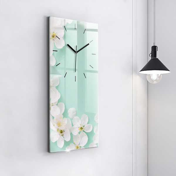 Modern vertical wall clock Blooming apple blossoms
