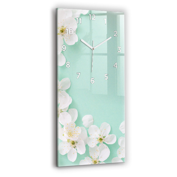 Modern vertical wall clock Blooming apple blossoms
