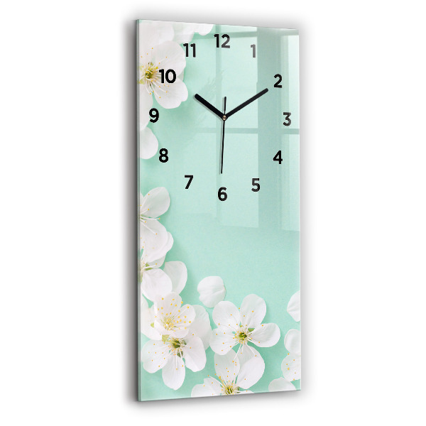 Modern vertical wall clock Blooming apple blossoms