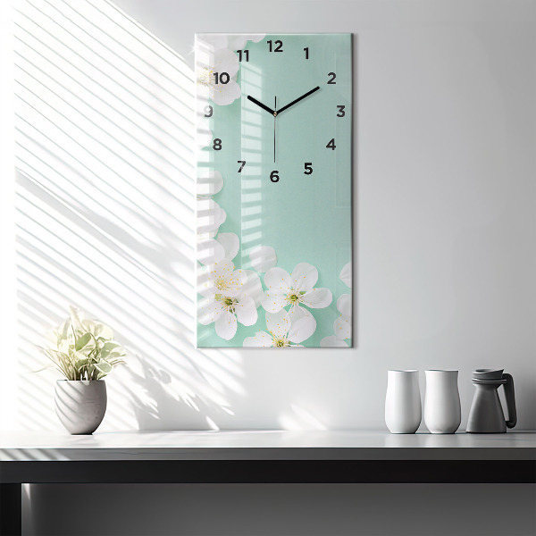 Modern vertical wall clock Blooming apple blossoms