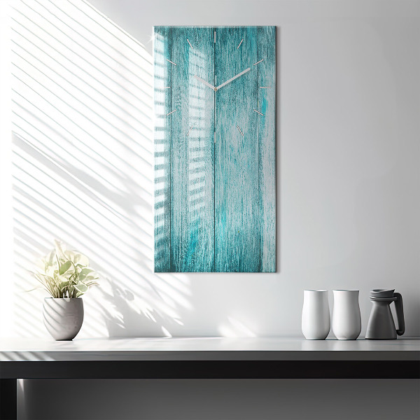Modern vertical wall clock Blue old wood
