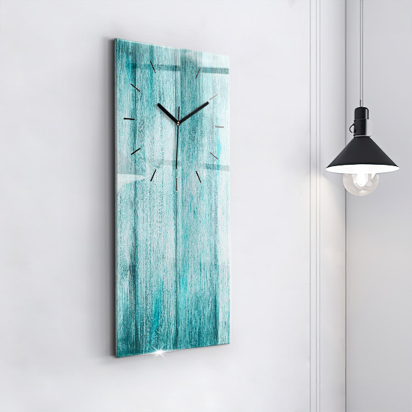 Modern vertical wall clock Blue old wood