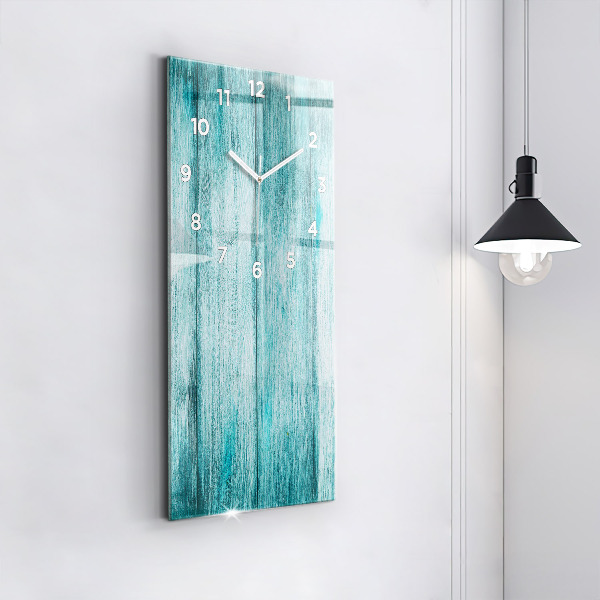 Modern vertical wall clock Blue old wood