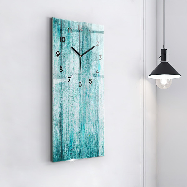 Modern vertical wall clock Blue old wood