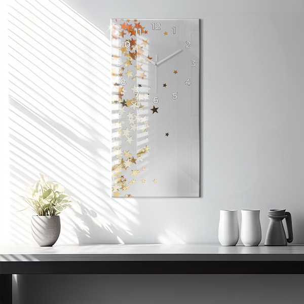 Modern vertical wall clock Stars on a light background