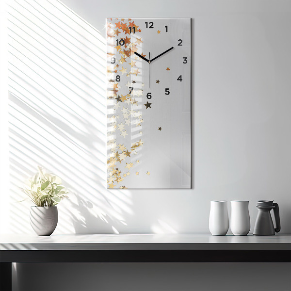 Modern vertical wall clock Stars on a light background