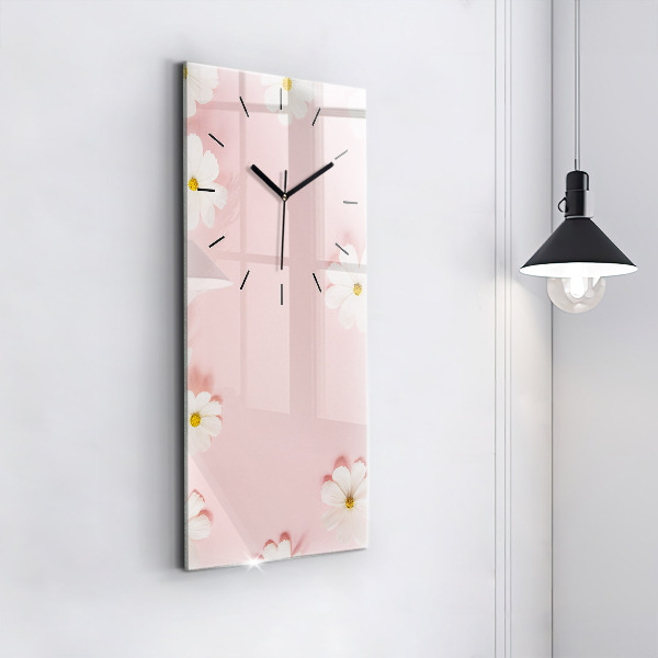 Modern vertical wall clock Daisy flowers