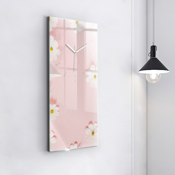 Modern vertical wall clock Daisy flowers