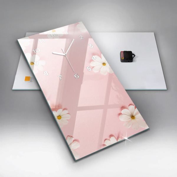 Modern vertical wall clock Daisy flowers