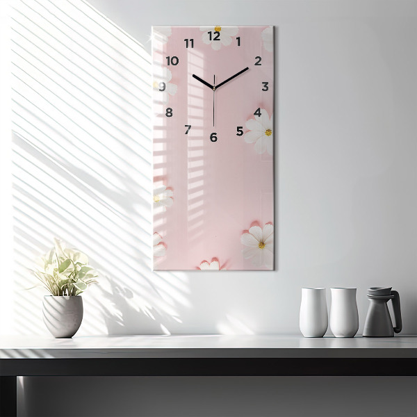 Modern vertical wall clock Daisy flowers