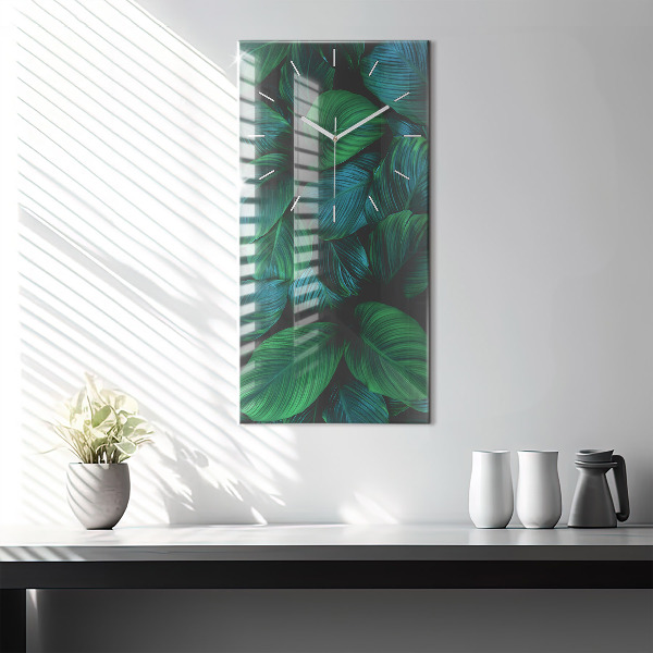Modern vertical wall clock Nature leaves
