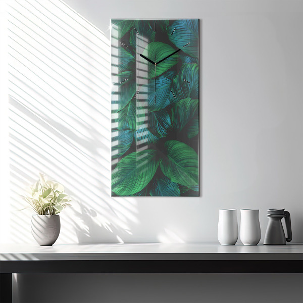 Modern vertical wall clock Nature leaves