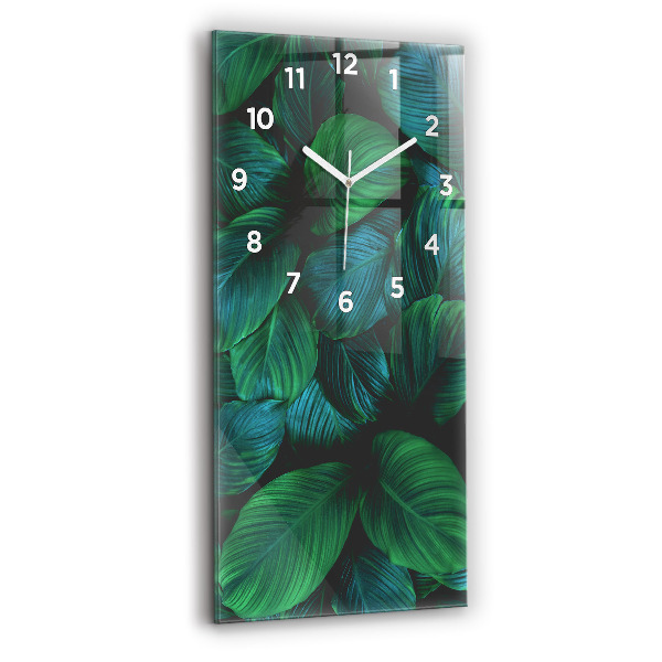 Modern vertical wall clock Nature leaves