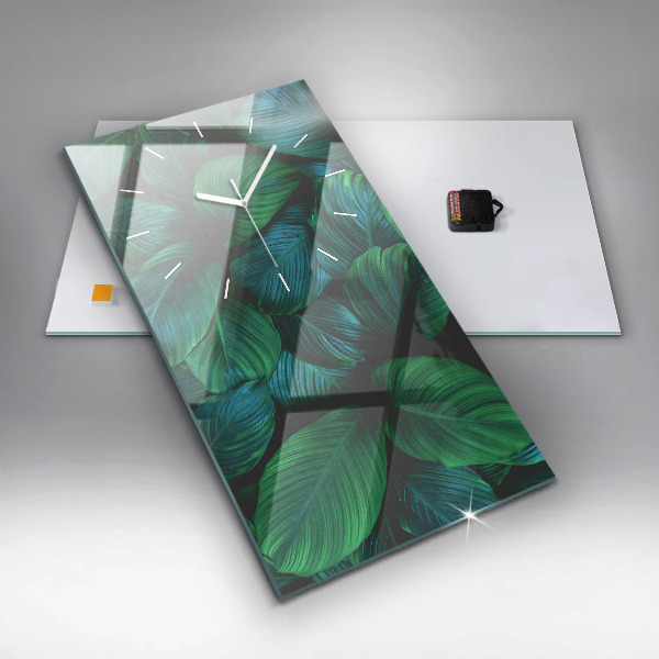 Modern vertical wall clock Nature leaves