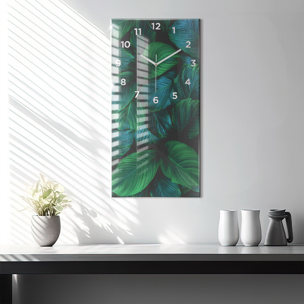 Modern vertical wall clock Nature leaves