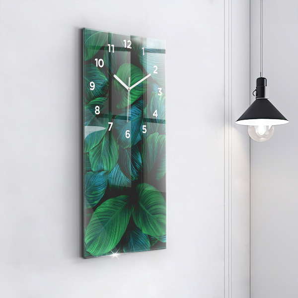 Modern vertical wall clock Nature leaves