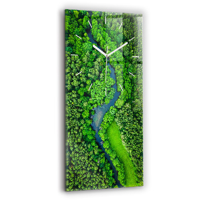 Modern vertical wall clock River in the forest