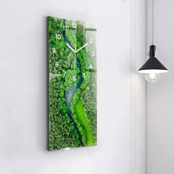 Modern vertical wall clock River in the forest
