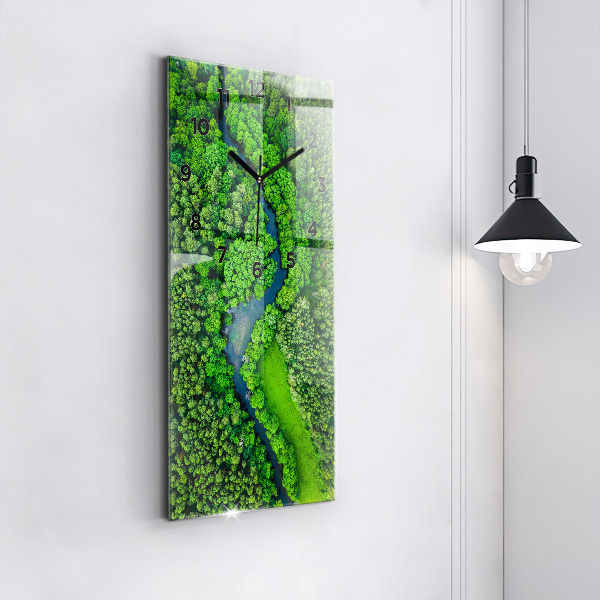 Modern vertical wall clock River in the forest