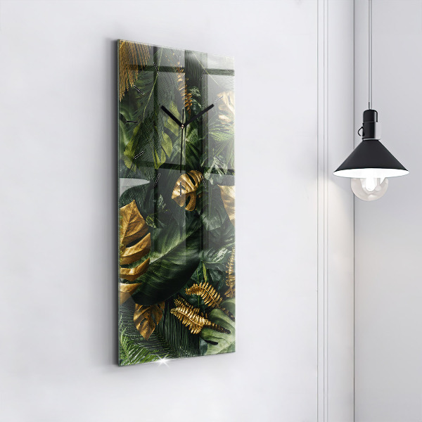 Modern vertical wall clock Jungle leaves