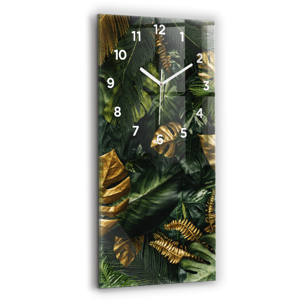 Modern vertical wall clock Jungle leaves