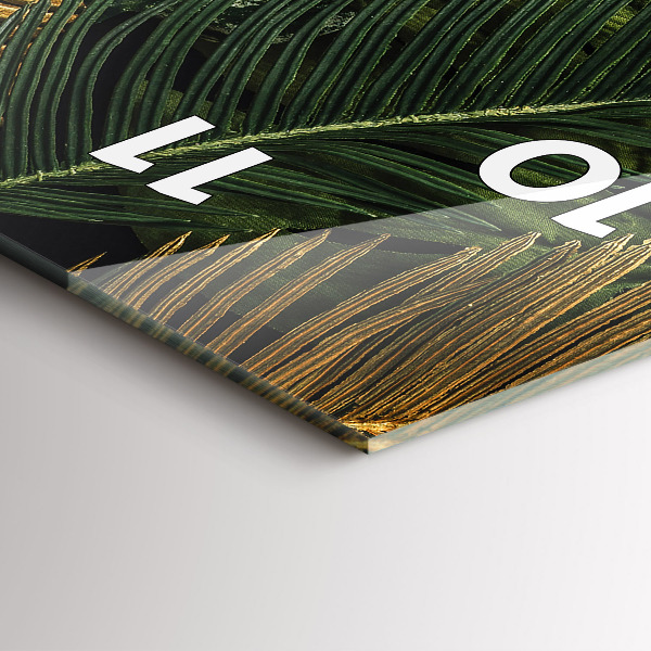 Modern vertical wall clock Jungle leaves