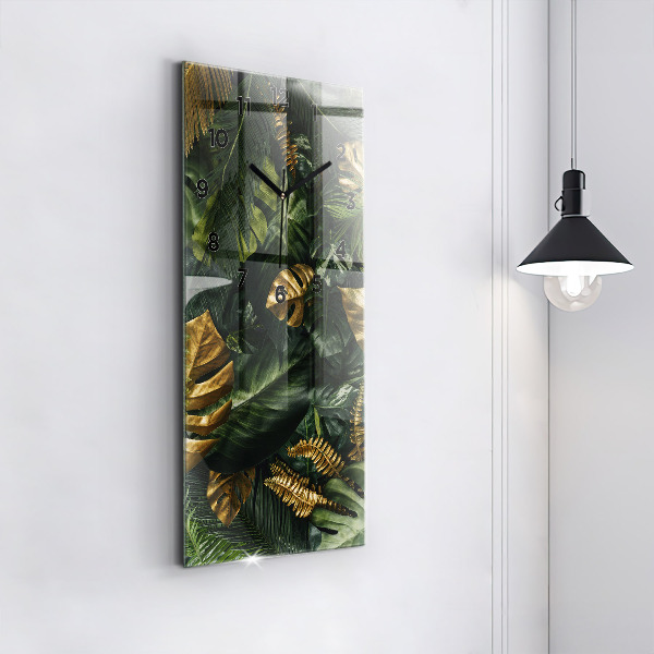 Modern vertical wall clock Jungle leaves