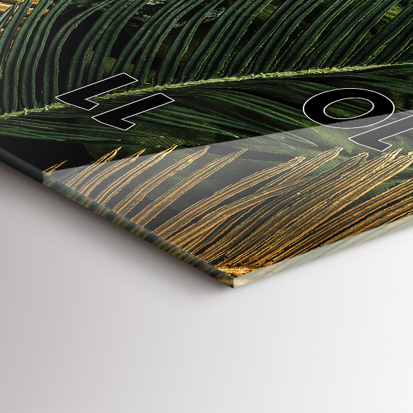 Modern vertical wall clock Jungle leaves