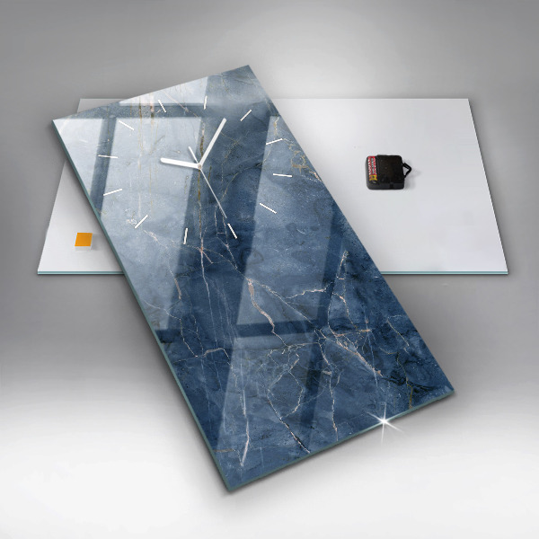 Modern vertical wall clock Blue marble texture