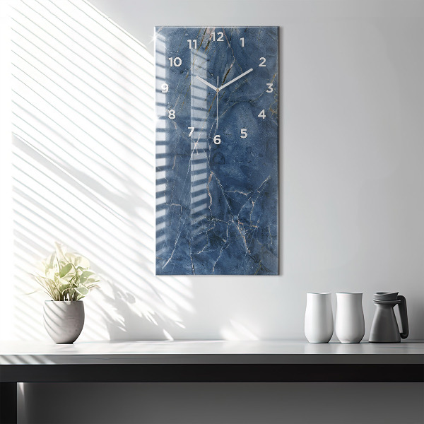 Modern vertical wall clock Blue marble texture