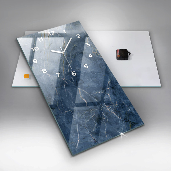 Modern vertical wall clock Blue marble texture