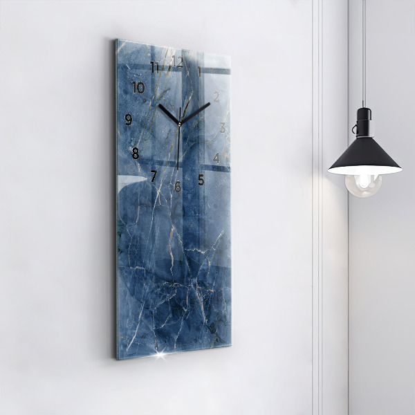 Modern vertical wall clock Blue marble texture