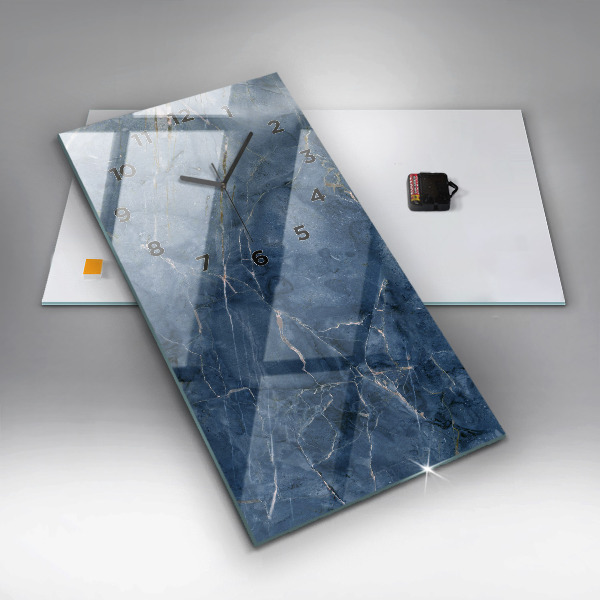 Modern vertical wall clock Blue marble texture