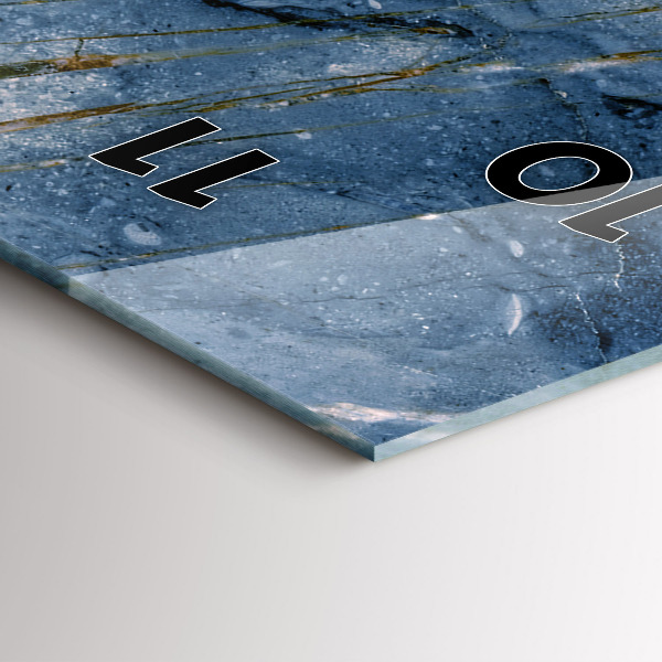 Modern vertical wall clock Blue marble texture