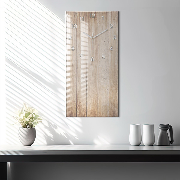 Modern vertical wall clock Wooden texture