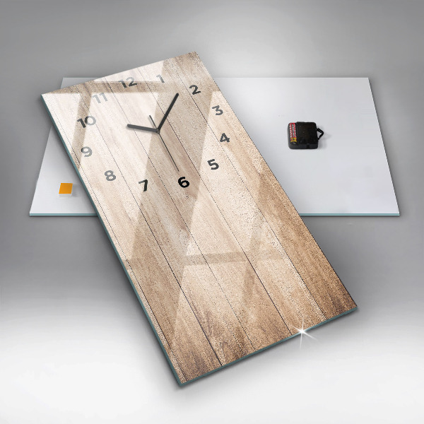 Modern vertical wall clock Wooden texture