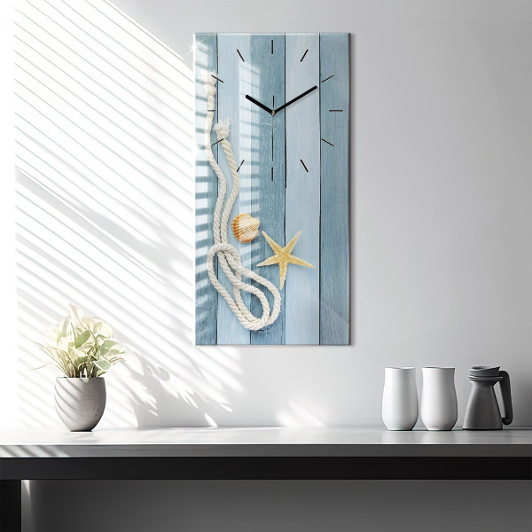 Modern vertical wall clock Boards stripes and shell