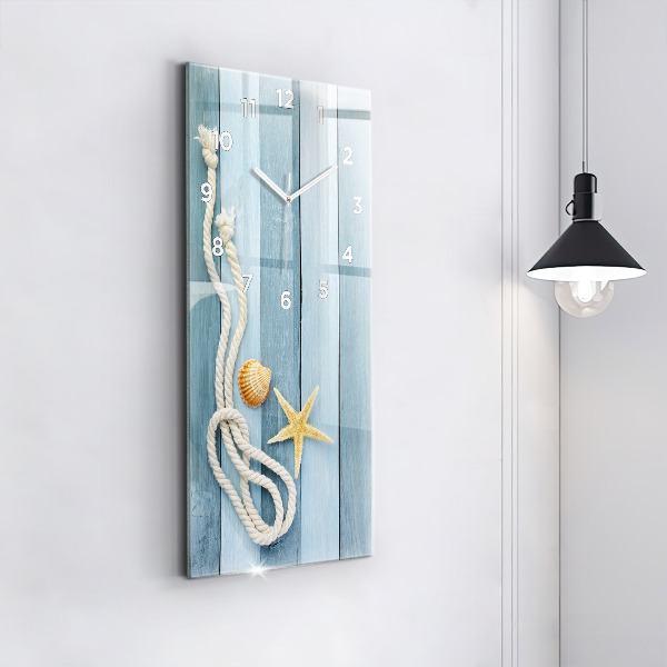 Modern vertical wall clock Boards stripes and shell